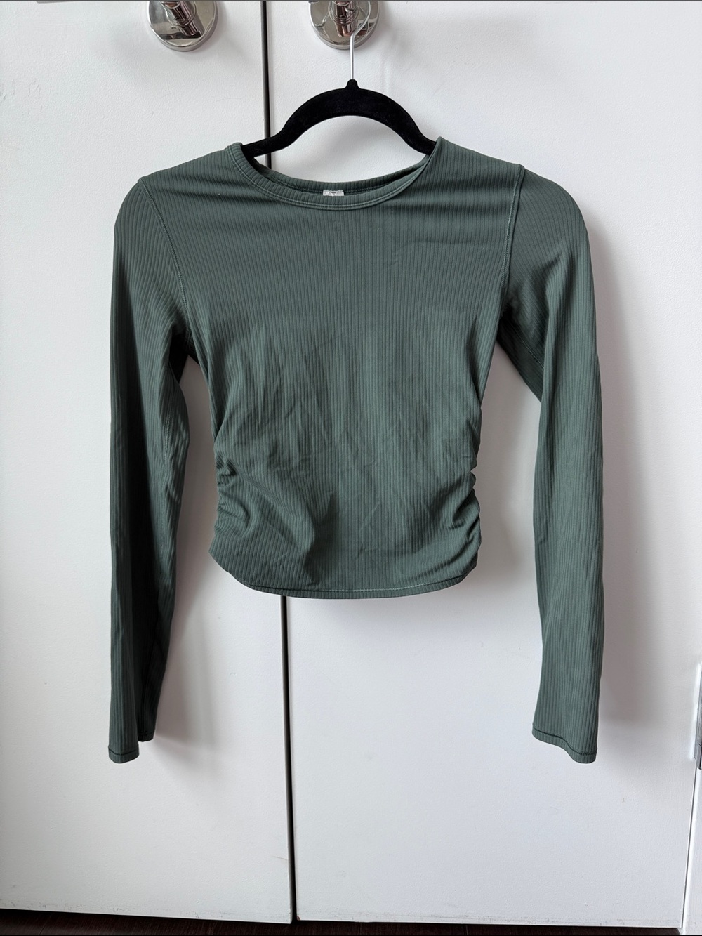 Lululemon All It Takes Back-Twist Ribbed Long-Sleeve Shirt in Dark Forest Sz 4
